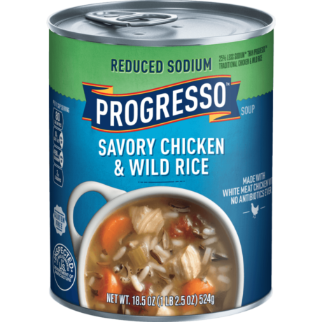 Low Sodium Savory Chicken Wild Rice Canned Soup | Progresso